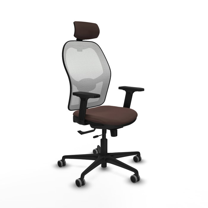 PIQUERAS Y CRESPO Silla de oficina Jorquera con mecanismo Sincro/Traslack, Similpiel Marrón oscuro y Malla Blanco PIQUERAS Y CRESPO Silla de oficina Jorquera con mecanismo Sincro/Traslack, Similpiel Marrón oscuro y Malla Blanco