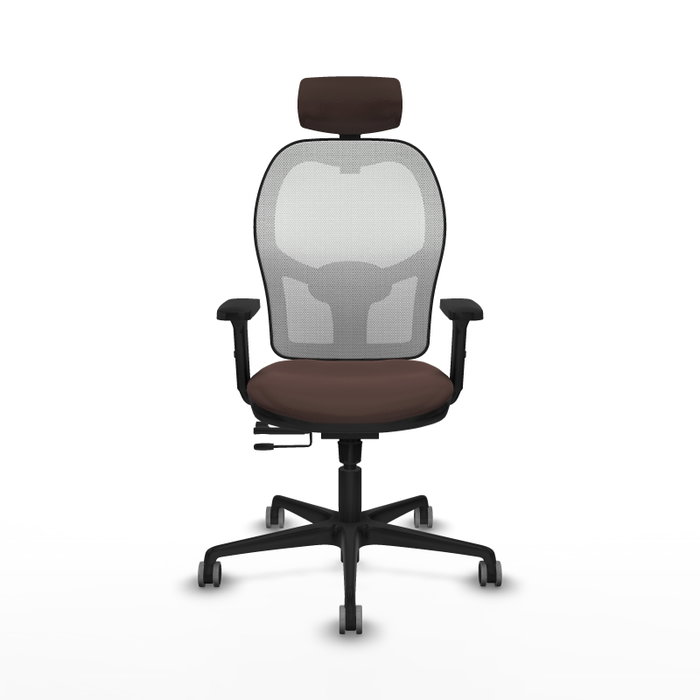 PIQUERAS Y CRESPO Silla de oficina Jorquera con mecanismo Sincro/Traslack, Similpiel Marrón oscuro y Malla Blanco PIQUERAS Y CRESPO Silla de oficina Jorquera con mecanismo Sincro/Traslack, Similpiel Marrón oscuro y Malla Blanco