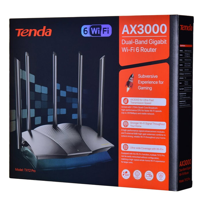 Tenda TX12 Pro Router Inalámbrico Doble Banda Negro Tenda TX12 Pro Router Inalámbrico Doble Banda Negro