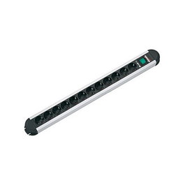 BACHMANN Regleta Eléctrica con Interruptor Aluminio 12 Tomas Angular 45 grados 1.75 m Cable 1.5 mm² 3680W 16A 250V 330.073 Negro