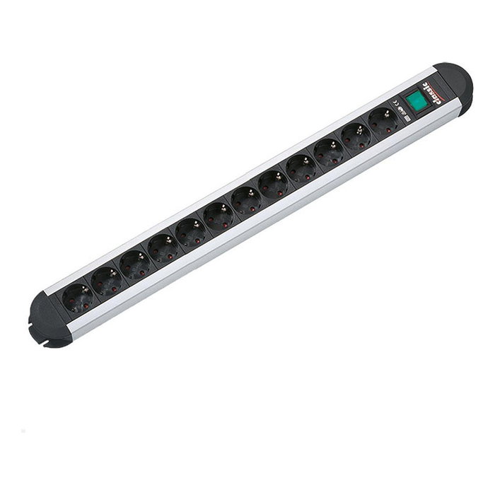 BACHMANN Regleta Eléctrica con Interruptor Aluminio 12 Tomas Angular 45 grados 1.75 m Cable 1.5 mm² 3680W 16A 250V 330.073 Negro