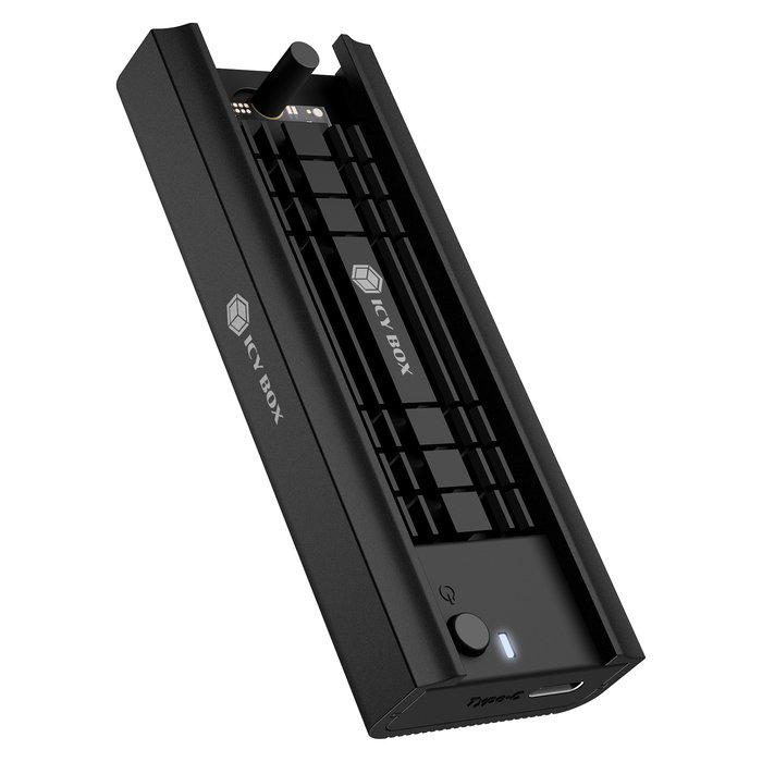 ICY BOX Caja Externa Docking USB 3.2 Gen 2 Tipo-C para SSD M.2 NVMe/SATA hasta 2TB, Herramientas, Aluminio Negro IB-180MC-C31