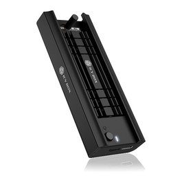 ICY BOX Caja Externa Docking USB 3.2 Gen 2 Tipo-C para SSD M.2 NVMe/SATA hasta 2TB, Herramientas, Aluminio Negro IB-180MC-C31
