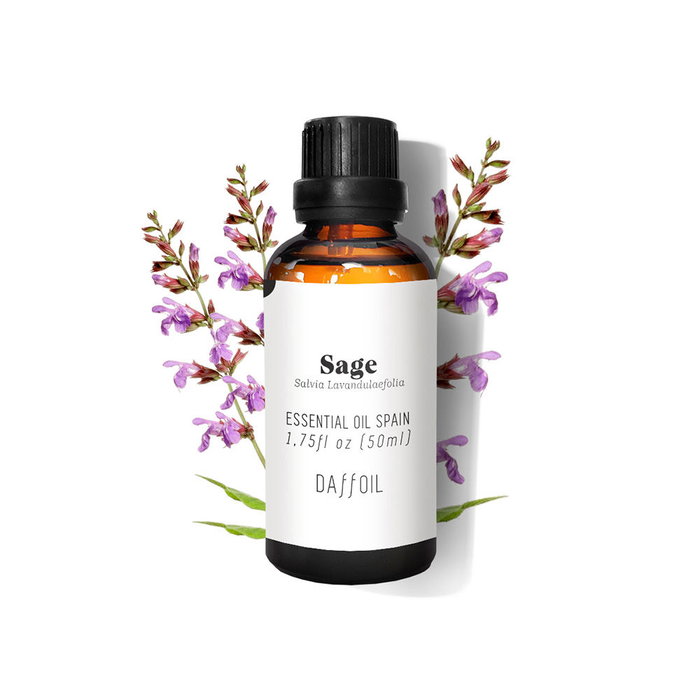 Daffoil Aceite Esencial de Salvia 50 ml - 100% Natural, Puro, Ecológico (BIO) para Aromaterapia, Difusores y Humidificadores