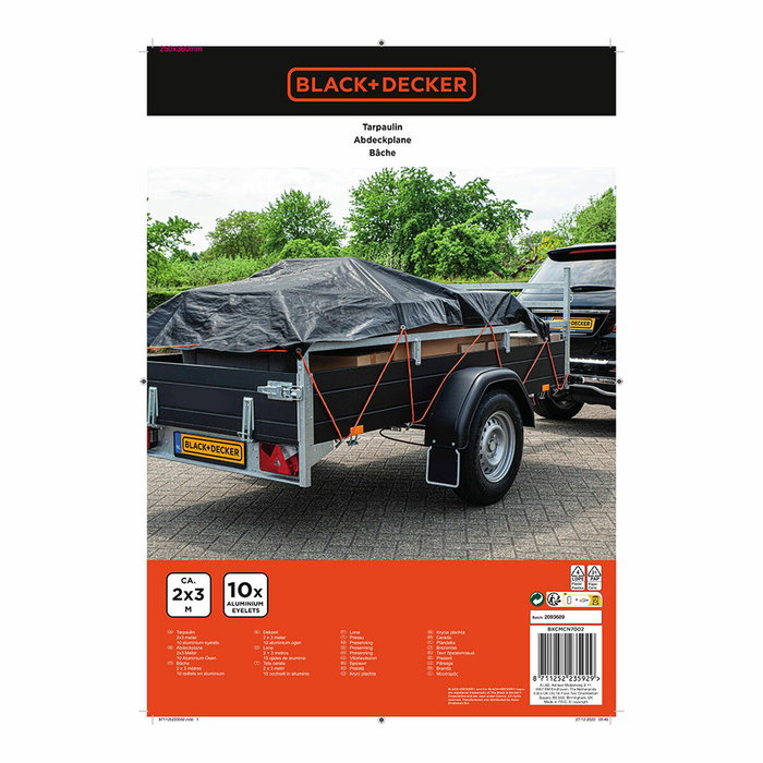 Black+Decker Lona negra para remolque 2x3m Black+Decker Lona negra para remolque 2x3m