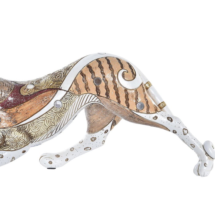 DKD Home Decor Figura de Resina Leopardo Blanco