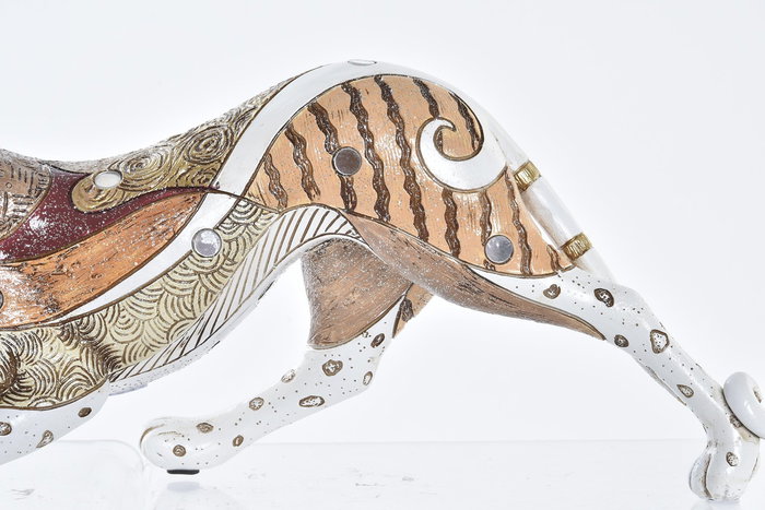 DKD Home Decor Figura Decorativa Leopardo Blanco Naranja Resina 37 x 13 x 10 cm