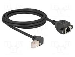 DeLOCK Cable de extensión de red Cat.6A S/FTP RJ45 90° a RJ45 hembra 2 m negro