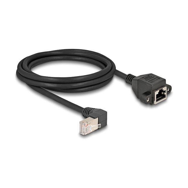 DeLOCK Cable de extensión de red Cat.6A S/FTP RJ45 90° a RJ45 hembra 2 m negro DeLOCK Cable de extensión de red Cat.6A S/FTP RJ45 90° a RJ45 hembra 2 m negro