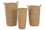 DKD Home Decor Set de 3 Maceteros de Fibra con Asa, Marrón Natural