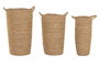 DKD Home Decor Set de 3 Maceteros de Fibra con Asa, Marrón Natural