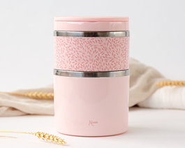 KioKids Termo Alimentos Acero Inoxidable Doble 930mL 2 Recipientes (300mL + 630mL) Hermético Rosa para Bebé +0 Meses