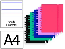 Carchivo Cuaderno Ingeniox Foam A4 80 Hojas Rayado Horizontal Colores Intense Surtidos