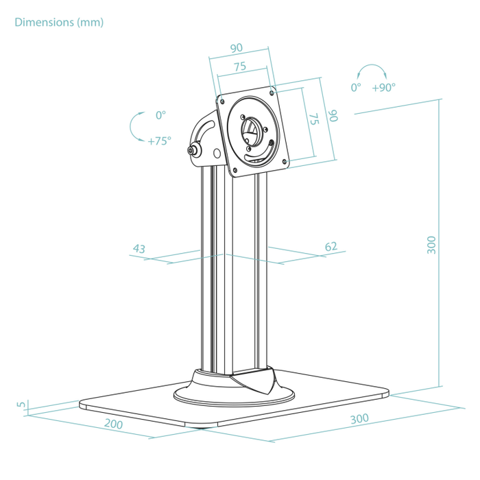 TooQ TQATC2601-B Soporte Mesa Tablet VESA 75x75 3kg Negro