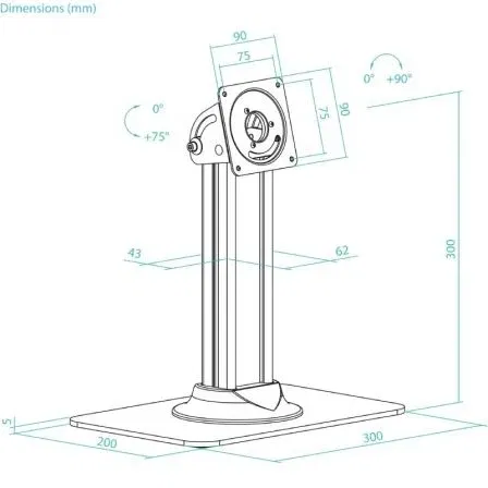 TooQ Soporte de Mesa para Tablet con Rotación 90° y Ángulo de Inclinación 75° TooQ Soporte de Mesa para Tablet con Rotación 90° y Ángulo de Inclinación 75°