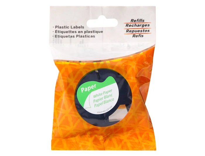 Q-connect Cinta Compatible para Rotuladora DYMO, 12 mm x 4 m, Negro-Blanco, para LetraTag, Consumible de Oficina o Hogar