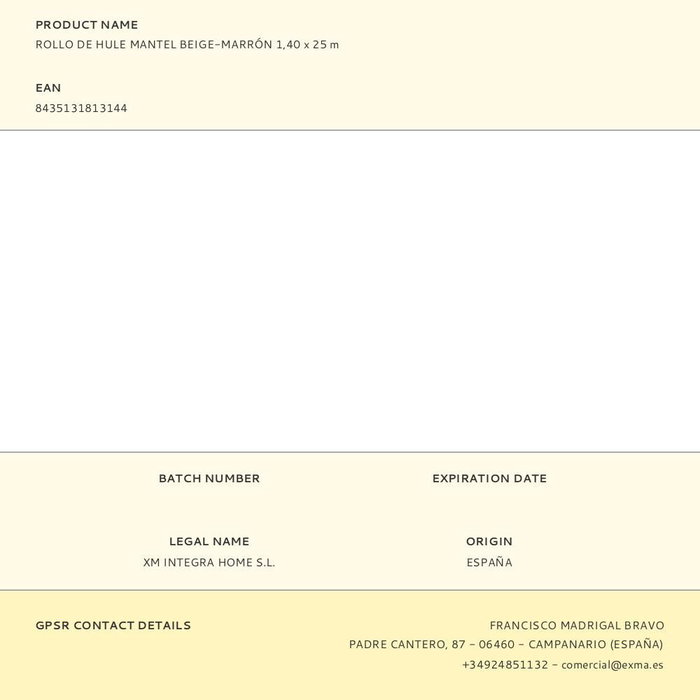 Exma Rollo de hule mantel beige-marrón 1,40 x 25 m Exma Rollo de hule mantel beige-marrón 1,40 x 25 m