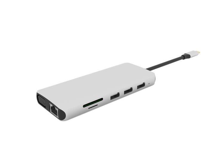eSTUFF Hub USB-C 12 en 1 con Triple Pantalla 4K, VGA, PD 100W, Ethernet, para PC y Tablets - Estación de Acoplamiento Móvil