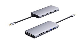 eSTUFF Hub USB-C 12 en 1 con Triple Pantalla 4K, VGA, PD 100W, Ethernet, para PC y Tablets - Estación de Acoplamiento Móvil
