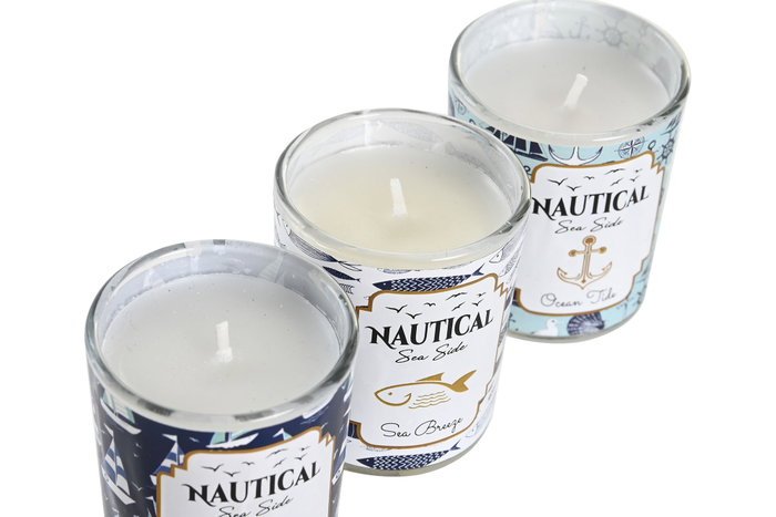 DKD Home Decor Set de 3 Velas Náuticas Azul