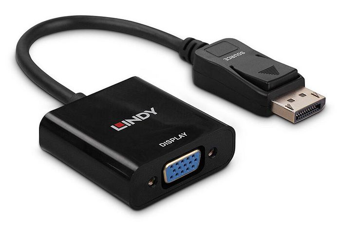 Lindy Convertidor Activo DisplayPort 1.2 a VGA, 0,15 m, Negro