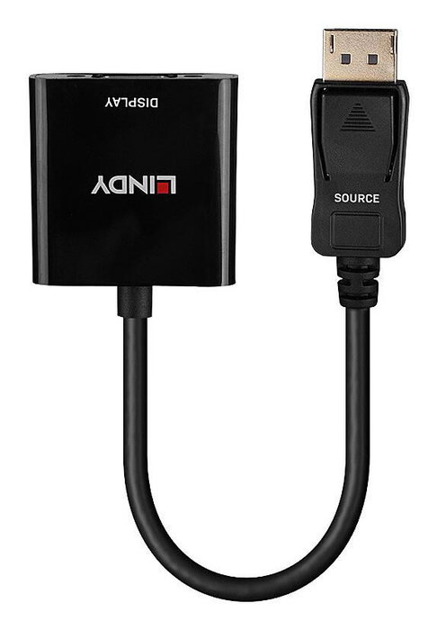 Lindy Convertidor Activo DisplayPort 1.2 a VGA, 0,15 m, Negro