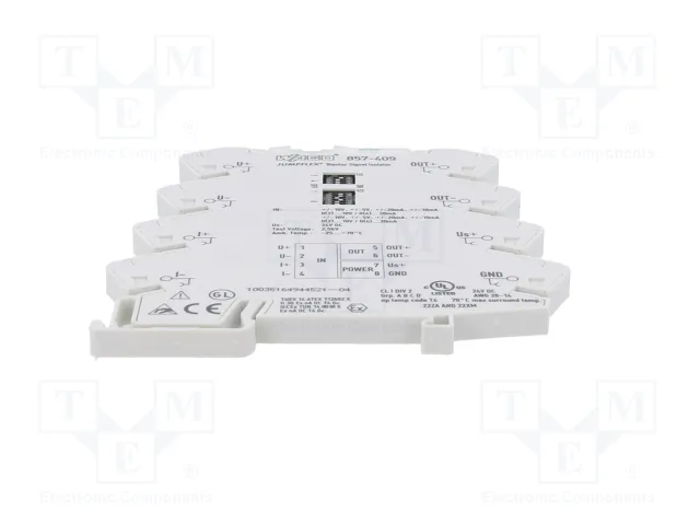 WAGO Transductor Separador de Señal y Amplificador para Raíl DIN