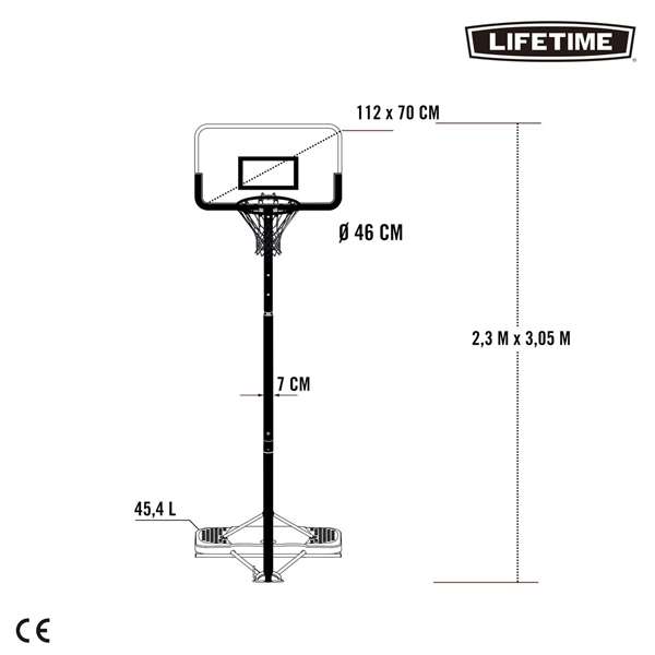 Lifetime Canasta Baloncesto Portátil Polietileno Tablero Ajustable Altura 229-305 cm Lifetime Canasta Baloncesto Portátil Polietileno Tablero Ajustable Altura 229-305 cm