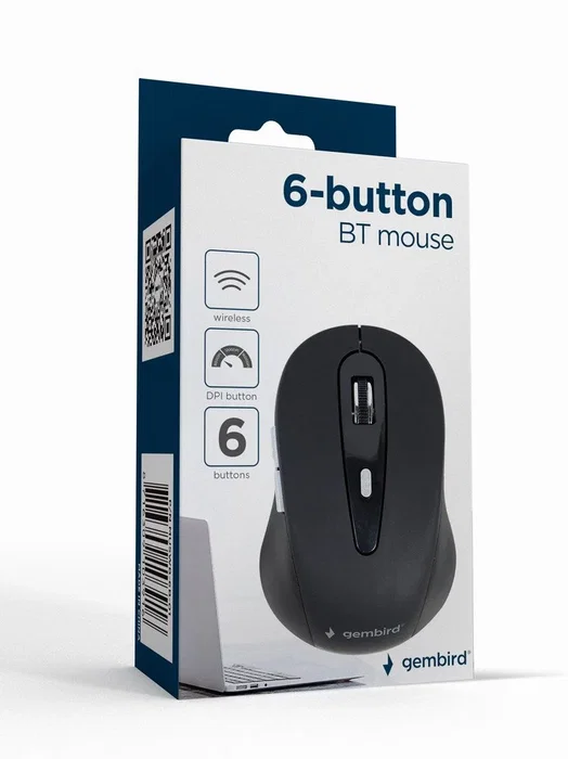 Gembird MUSWB-6B-01 Ratón Óptico Bluetooth 6 Botones Negro