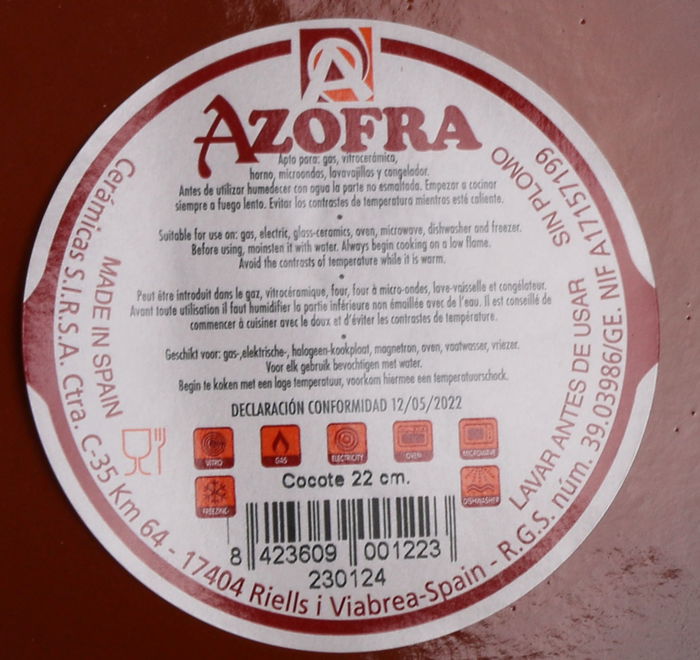 Azofra Cocote 22 cm Ancho 20 cm Alto 11.5 cm Largo 21.5 cm (6 Unidades)