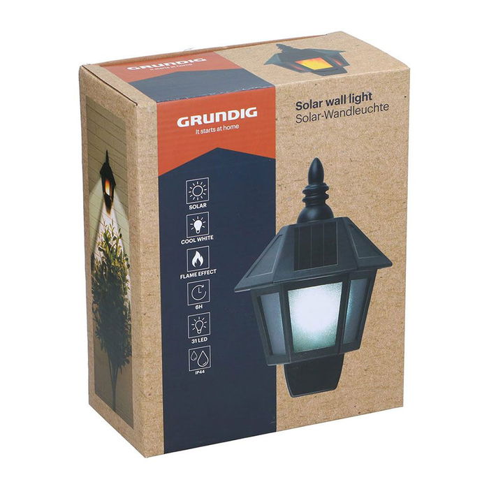 Grundig Aplique Solar LED 31 Leds Luz Fría/Efecto Llama IP44 Negro Grundig Aplique Solar LED 31 Leds Luz Fría/Efecto Llama IP44 Negro