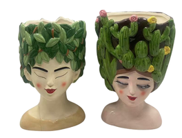 DKD Home Decor Set de 4 Maceteros de Cerámica Tropical Cactus Verde