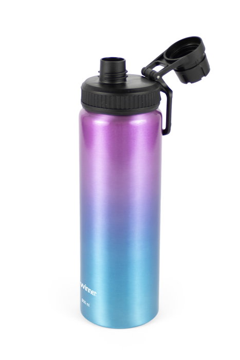 Inde Botella Sport Agua Aluminio Metalizado 800 ml 24.2x7.3 cm (12 Unidades)