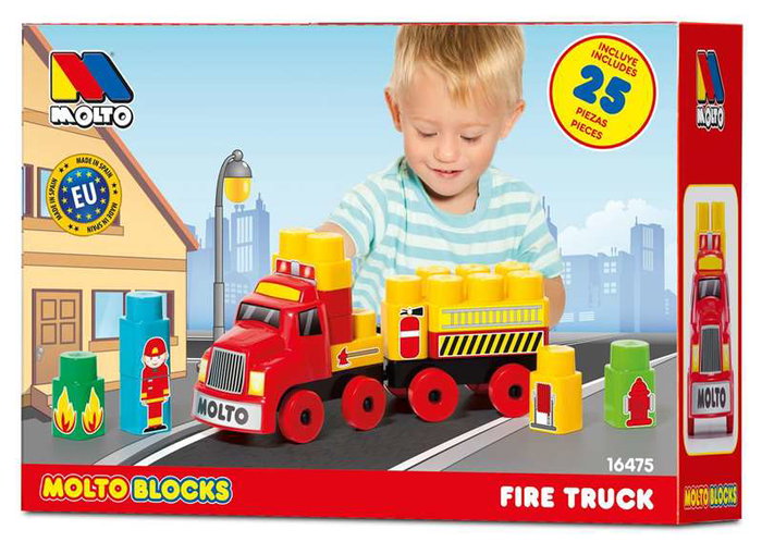 Molto Camión de Bloques con Remolque - 25 Piezas - Juguete de Construcción en Español e Inglés