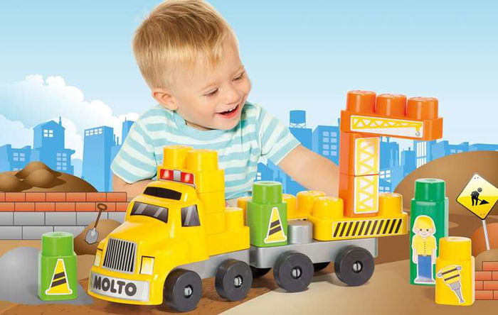 Molto Camión de Bloques con Remolque - 25 Piezas - Juguete de Construcción en Español e Inglés