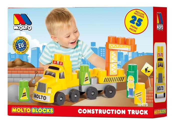 Molto Camión de Bloques con Remolque - 25 Piezas - Juguete de Construcción en Español e Inglés
