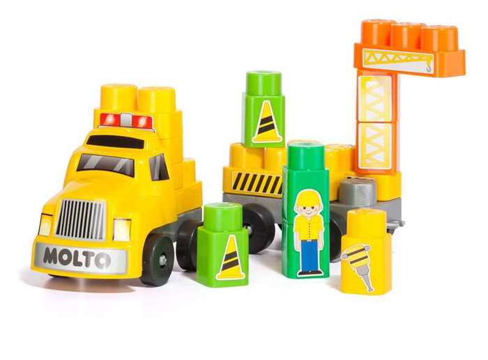 Molto Camión de Bloques con Remolque - 25 Piezas - Juguete de Construcción en Español e Inglés