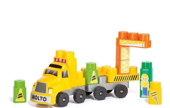 Molto Camión de Bloques con Remolque - 25 Piezas - Juguete de Construcción en Español e Inglés