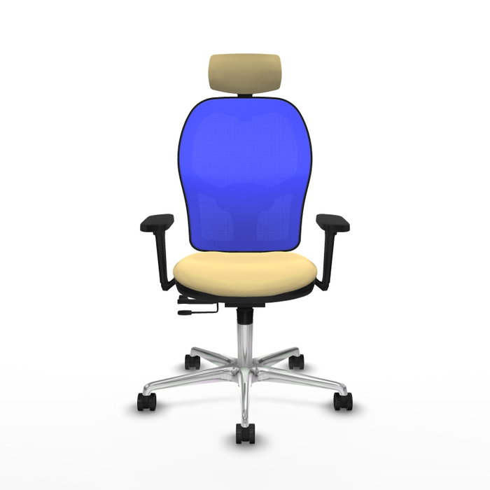 PIQUERAS Y CRESPO Silla de oficina Jorquera con mecanismo Sincro/Traslack Crema y Azul