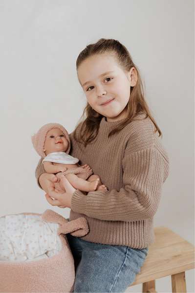 Muñecas Arias Elegance Babyto - Muñeca de Vinilo Rosa de 33 cm para Niña con Capazo, Edad 3+