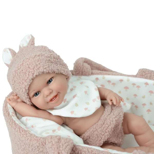 Muñecas Arias Elegance Babyto - Muñeca de Vinilo Rosa de 33 cm para Niña con Capazo, Edad 3+