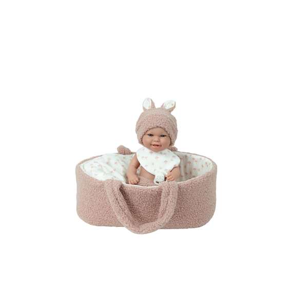 Muñecas Arias Elegance Babyto - Muñeca de Vinilo Rosa de 33 cm para Niña con Capazo, Edad 3+