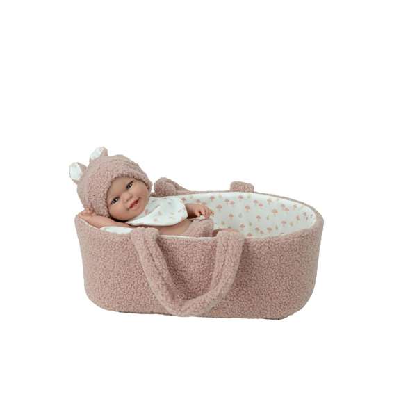 Muñecas Arias Elegance Babyto - Muñeca de Vinilo Rosa de 33 cm para Niña con Capazo, Edad 3+