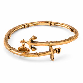 Alex And Ani Pulsera de Ancla con Acabado Envejecido Dorado