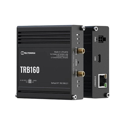 Teltonika TRB160 Gateway IoT 4G LTE Cat6 con Puertos Ethernet RJ45, USB-C, IP30, ARM Cortex-A7
