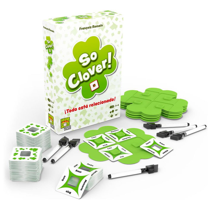 Repos Production Juego de Mesa So Clover PEGI 10 - Juego Cooperativo de Asociación de Palabras en Español para 3 a 6 Jugadores