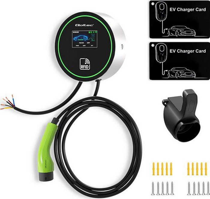 Qoltec Qoltec Typ2 22kW Wallbox con Wi-Fi, LCD y RFID, cable de 5m Qoltec Qoltec Typ2 22kW Wallbox con Wi-Fi, LCD y RFID, cable de 5m