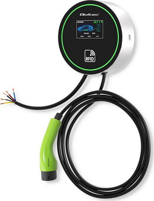 Qoltec Qoltec Typ2 22kW Wallbox con Wi-Fi, LCD y RFID, cable de 5m Qoltec Qoltec Typ2 22kW Wallbox con Wi-Fi, LCD y RFID, cable de 5m
