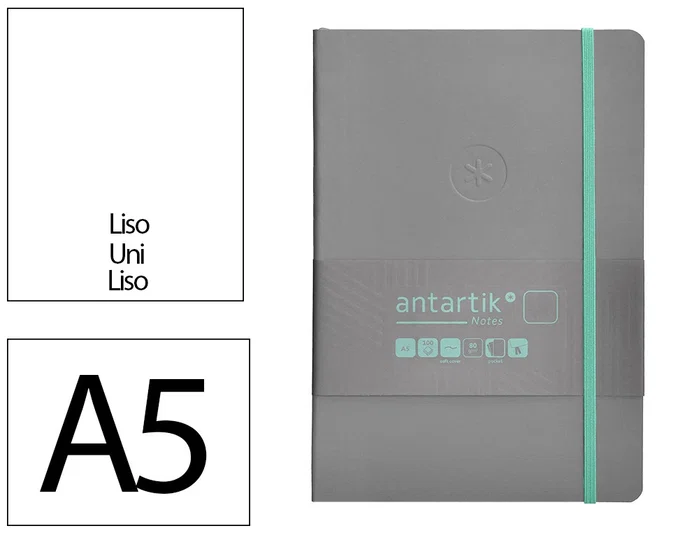 Antartik Cuaderno A5 Tapa Blanda Hojas Lisas Gris y Turquesa 80 Hojas 80gr FSC Colección Antartik Notes Antartik Cuaderno A5 Tapa Blanda Hojas Lisas Gris y Turquesa 80 Hojas 80gr FSC Colección Antartik Notes