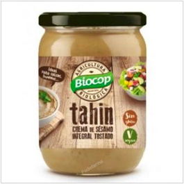 BIOCOP Tahin Tostado 500Gr Bio Sin Sal Crema de Semillas de Sésamo Tostadas Fuente de Fibra y Proteínas Vegano